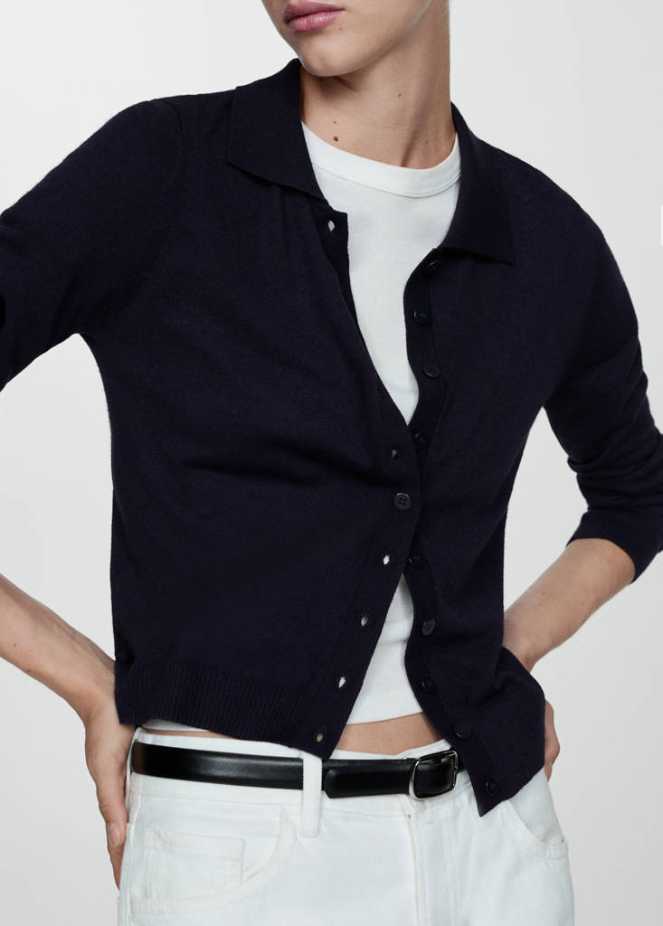 Polo-neck cardigan — Dark Navy