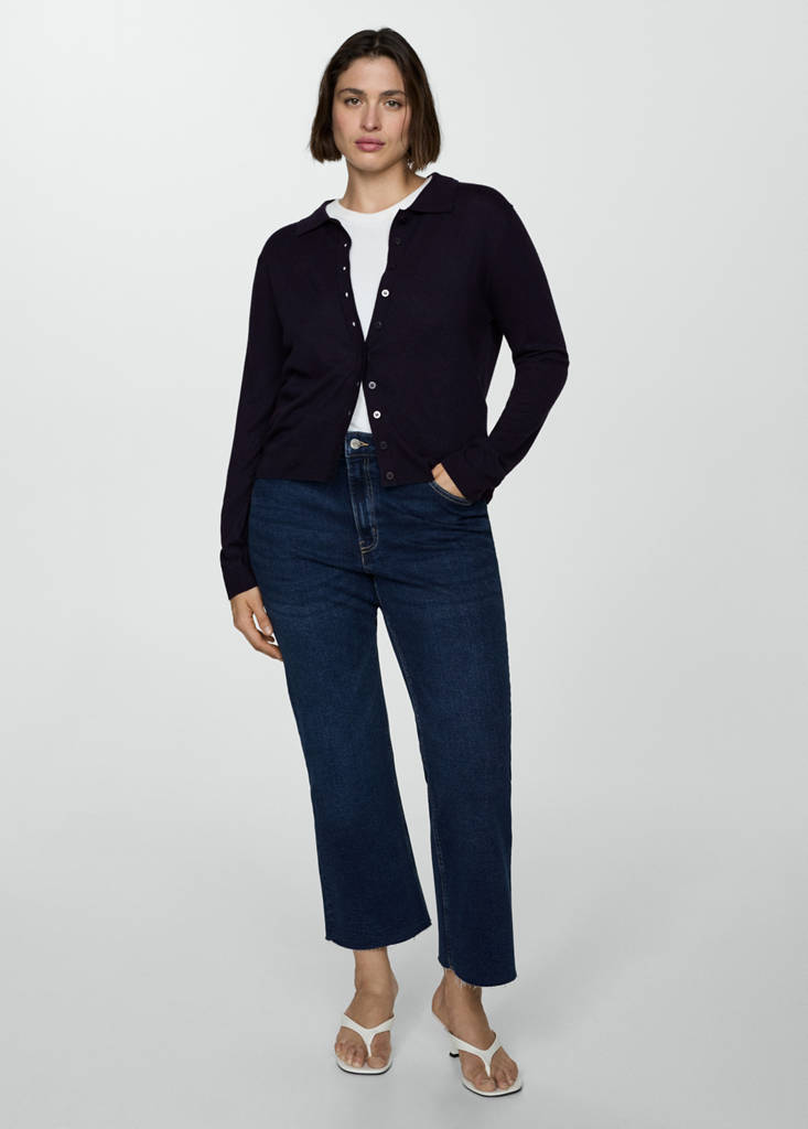 Polo-neck cardigan — Dark Navy