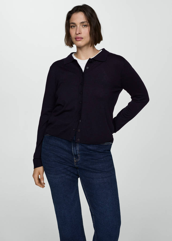 Polo-neck cardigan — Dark Navy