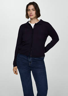 Polo-neck cardigan — Dark Navy 8