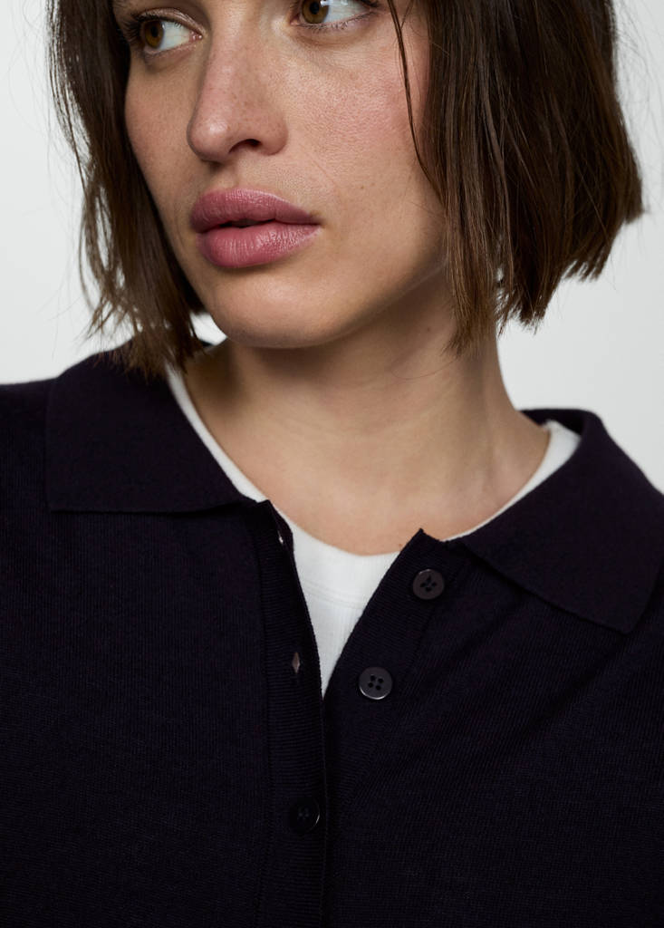 Polo-neck cardigan — Dark Navy