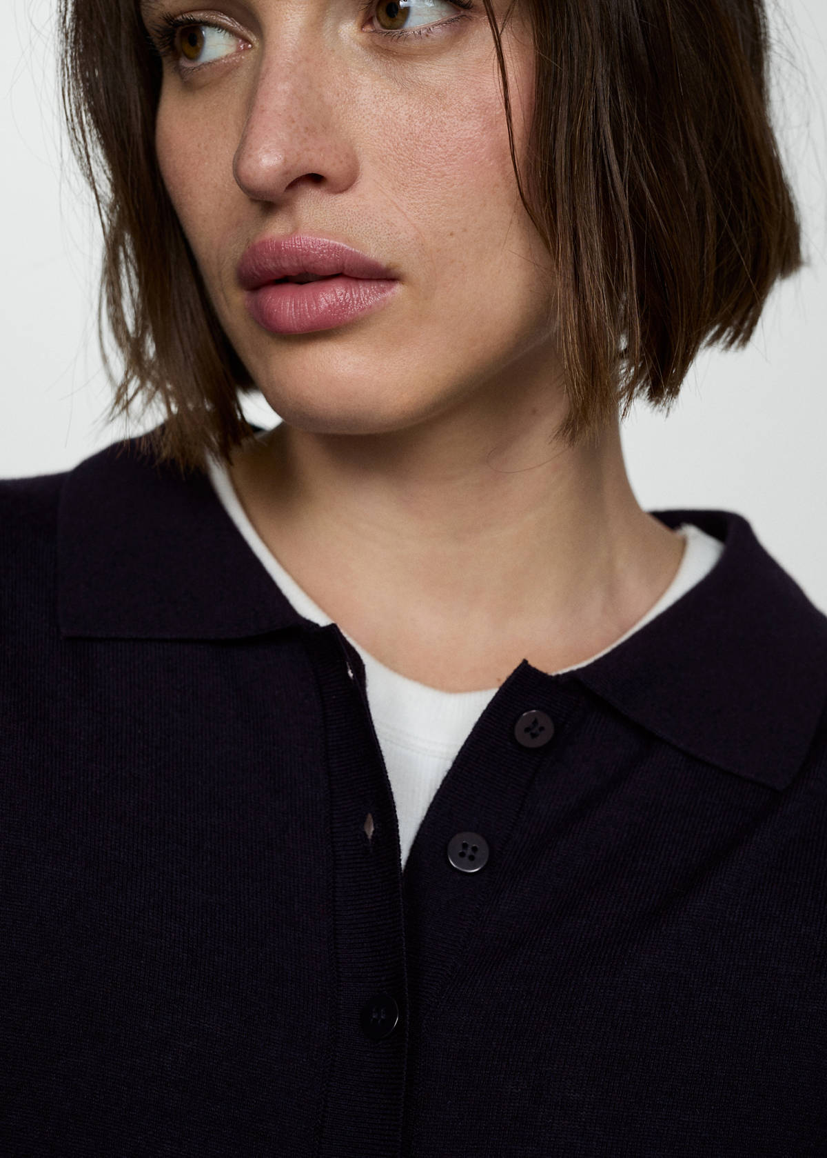 Polo-neck cardigan — Dark Navy