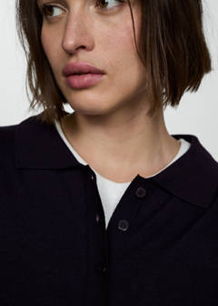 Polo-neck cardigan — Dark Navy 7
