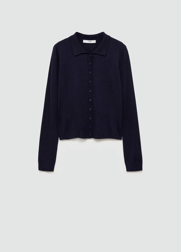 Polo-neck cardigan — Dark Navy