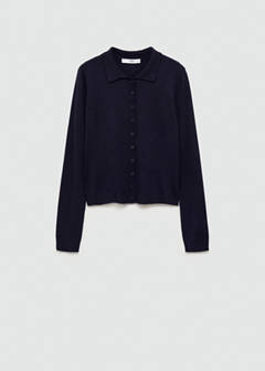 Polo-neck cardigan — Dark Navy 9