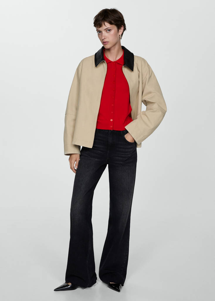 Polo-neck cardigan — Red