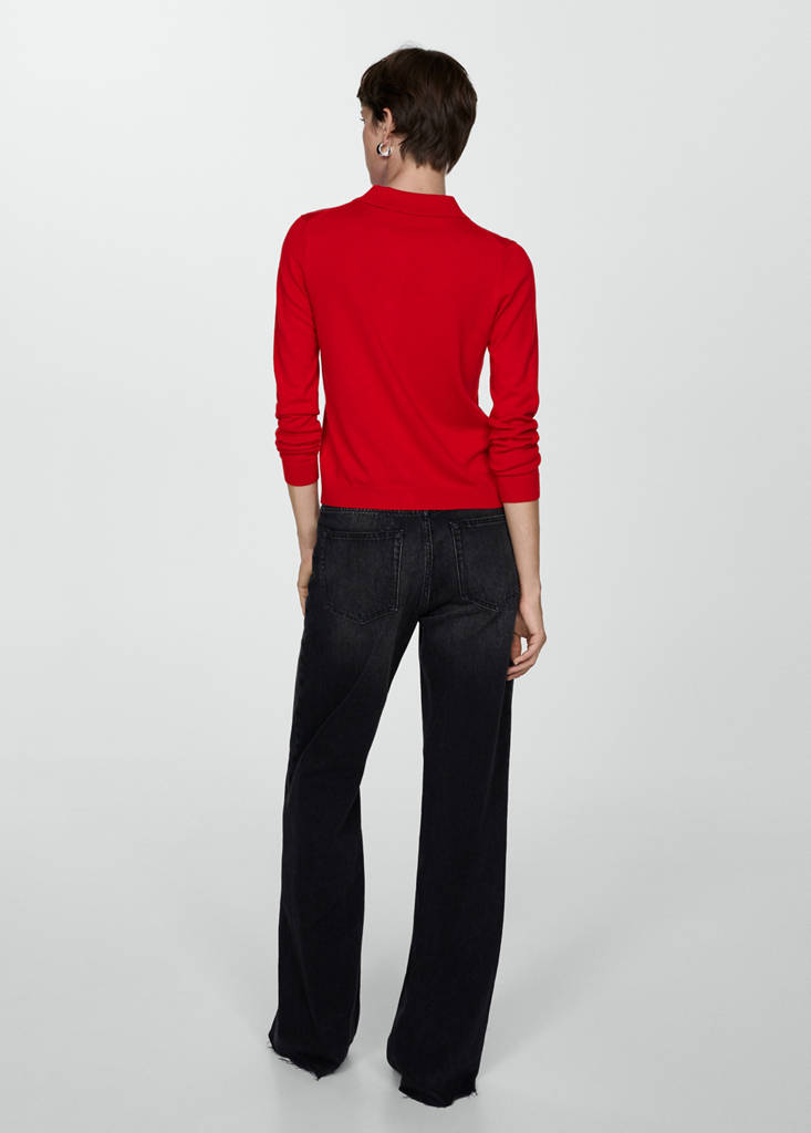 Polo-neck cardigan — Red