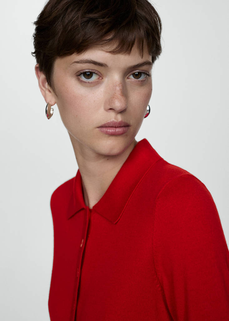 Polo-neck cardigan — Red
