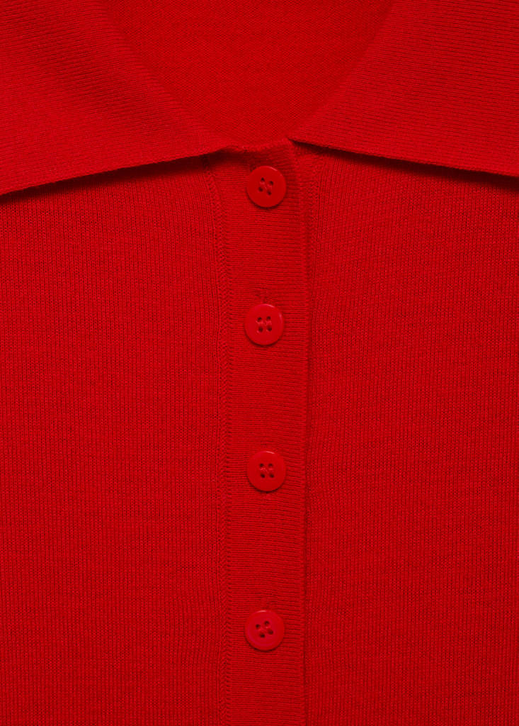 Polo-neck cardigan — Red