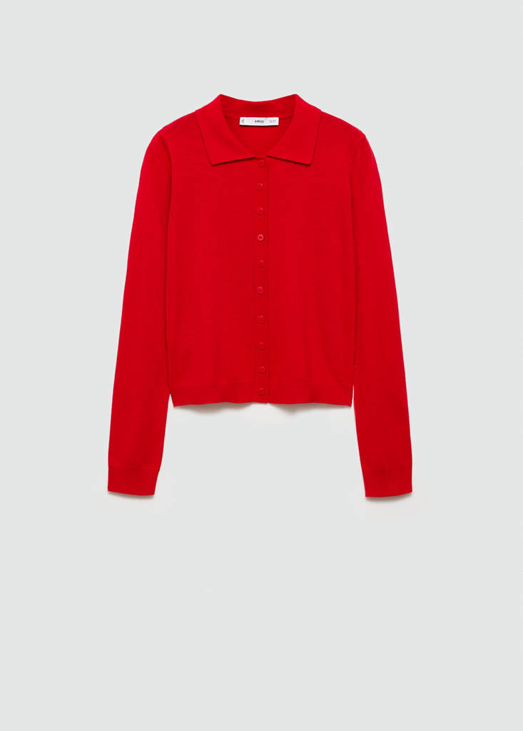Polo-neck cardigan — Red