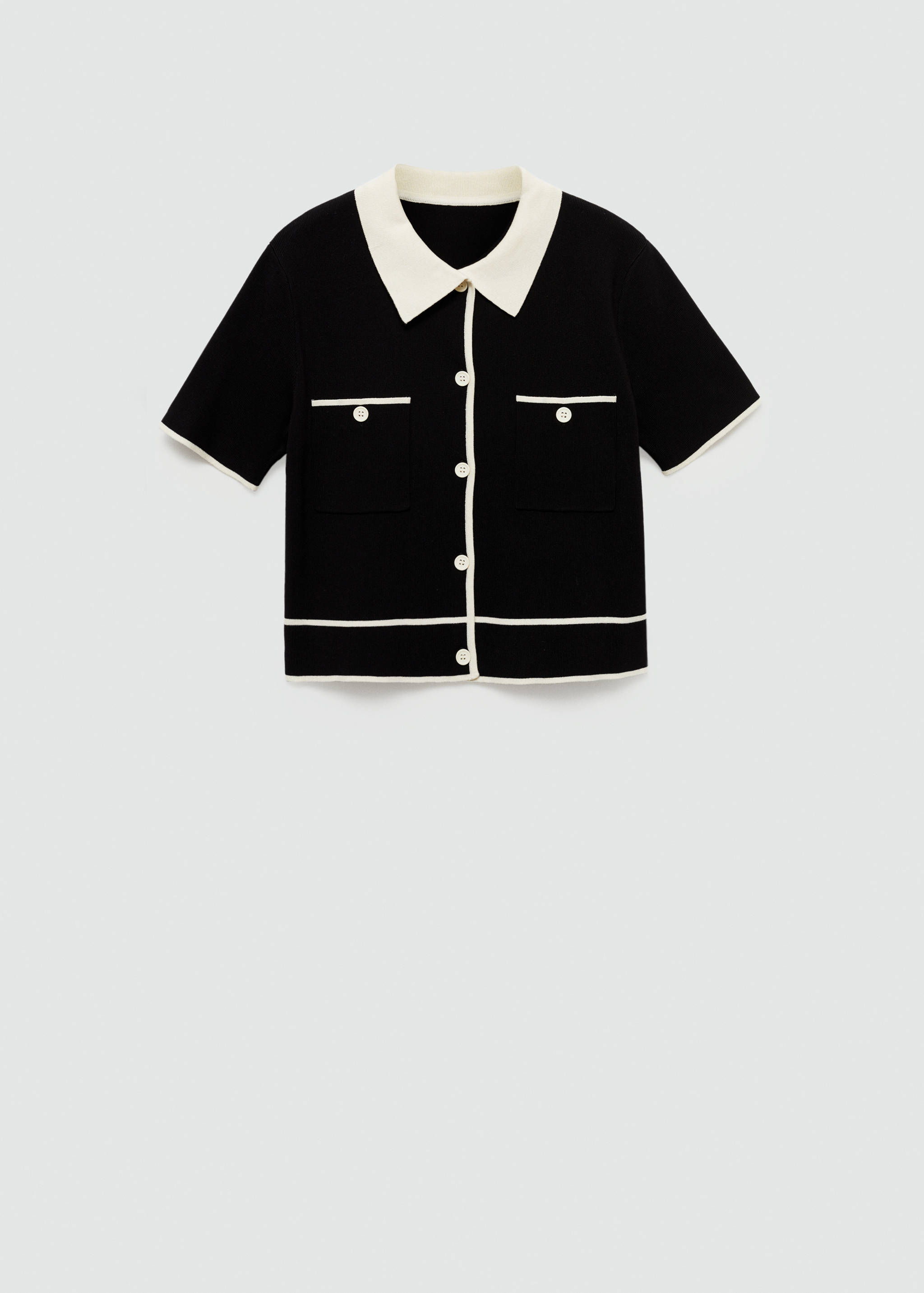 Short-sleeved cardigan with contrasting trims - Article without model