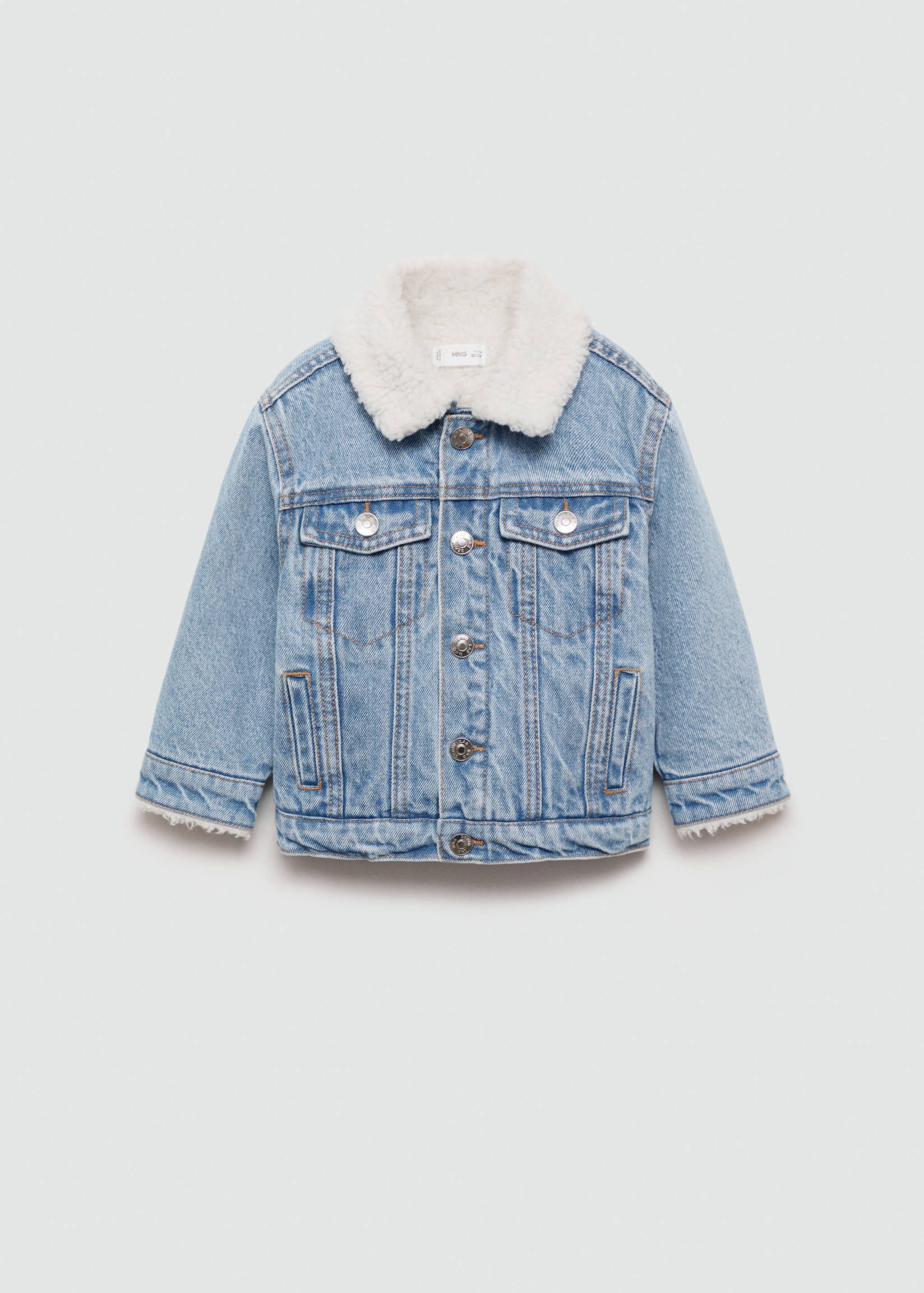Denim jacket with shearling-effect lining - Article without model