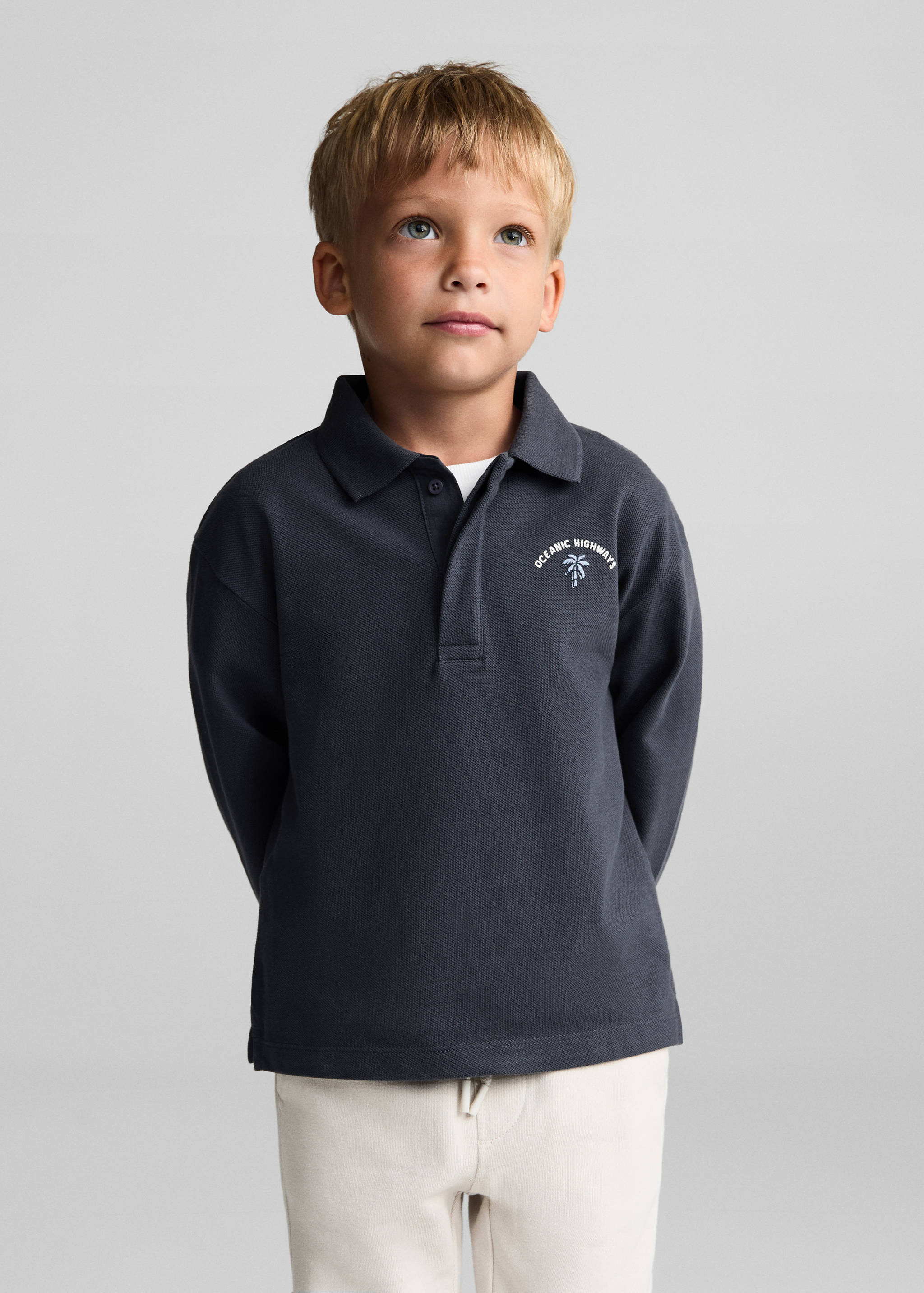 Printed cotton polo shirt - Medium plane