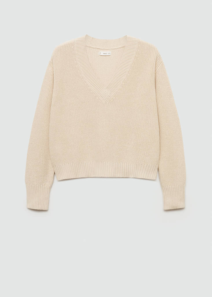 V-neck sweater — Beige