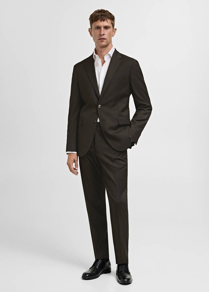 Stretch-fabric slim-fit suit jacket — Brown