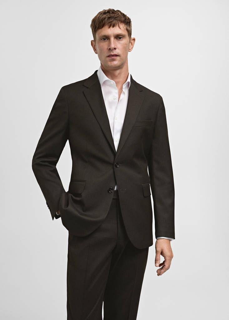 Stretch-fabric slim-fit suit jacket — Brown