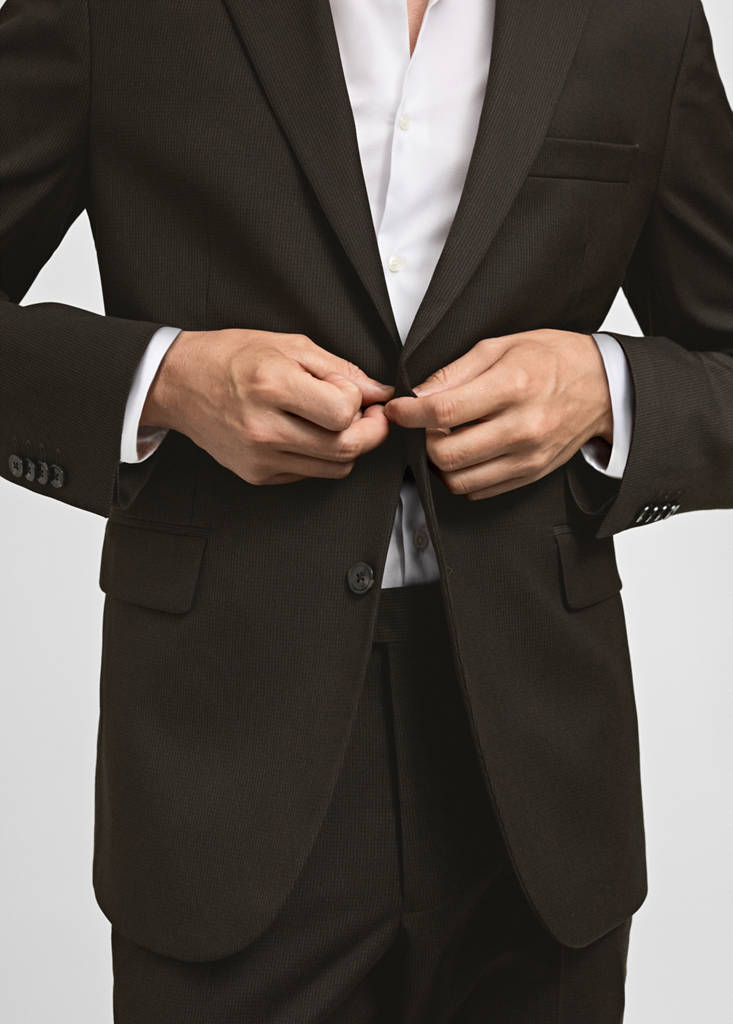 Stretch-fabric slim-fit suit jacket — Brown