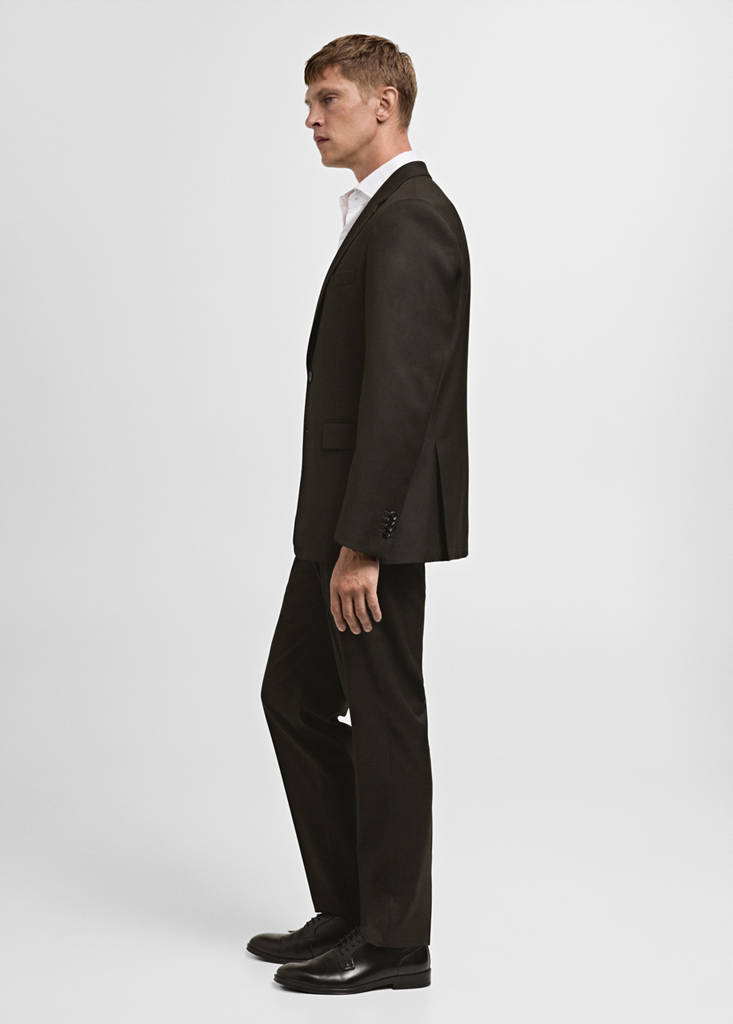 Stretch-fabric slim-fit suit jacket — Brown