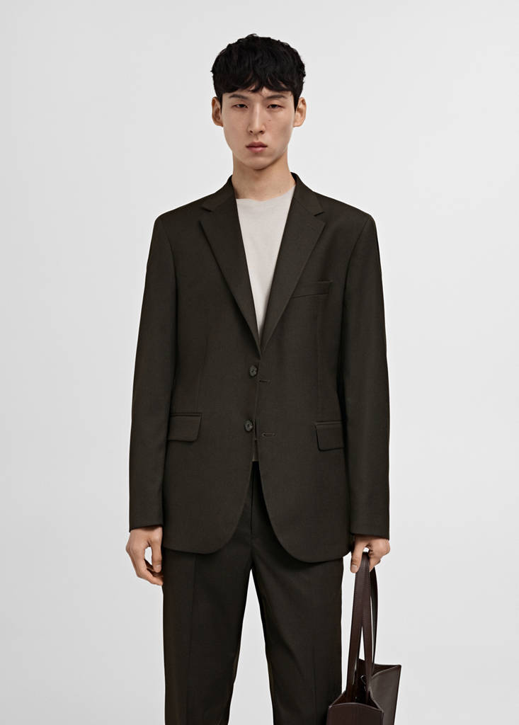 Stretch-fabric slim-fit suit jacket — Brown