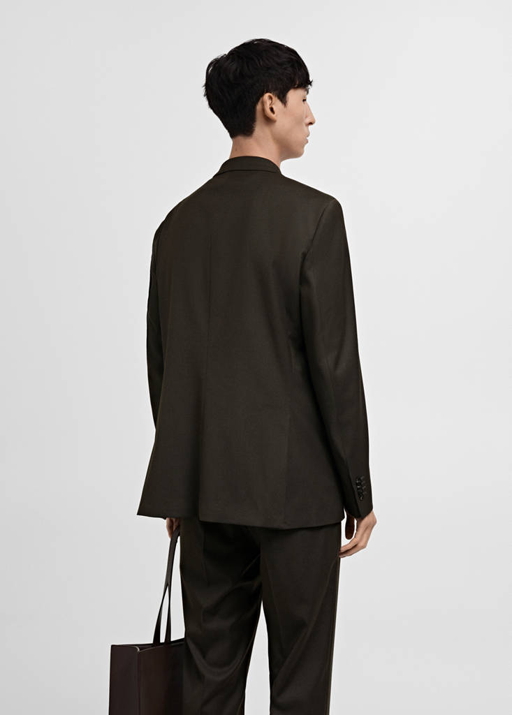 Stretch-fabric slim-fit suit jacket — Brown