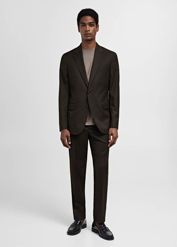 Stretch-fabric slim-fit suit jacket — Brown