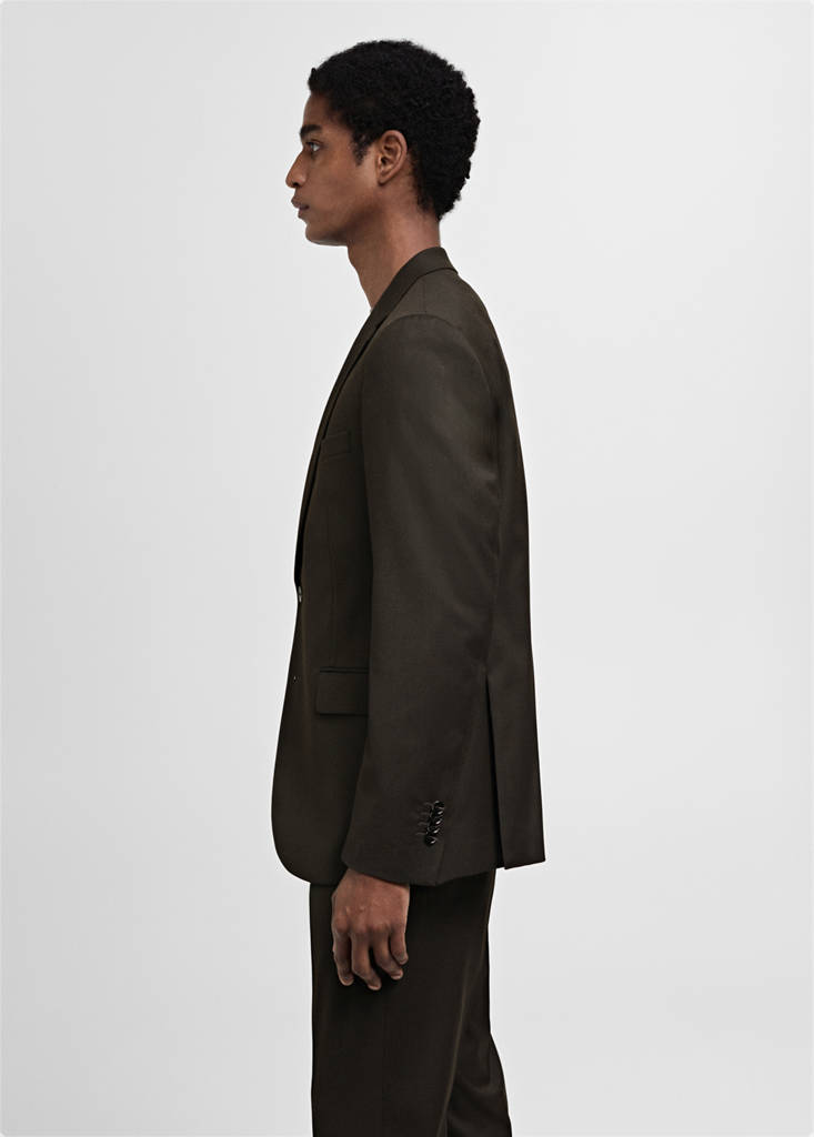 Stretch-fabric slim-fit suit jacket — Brown