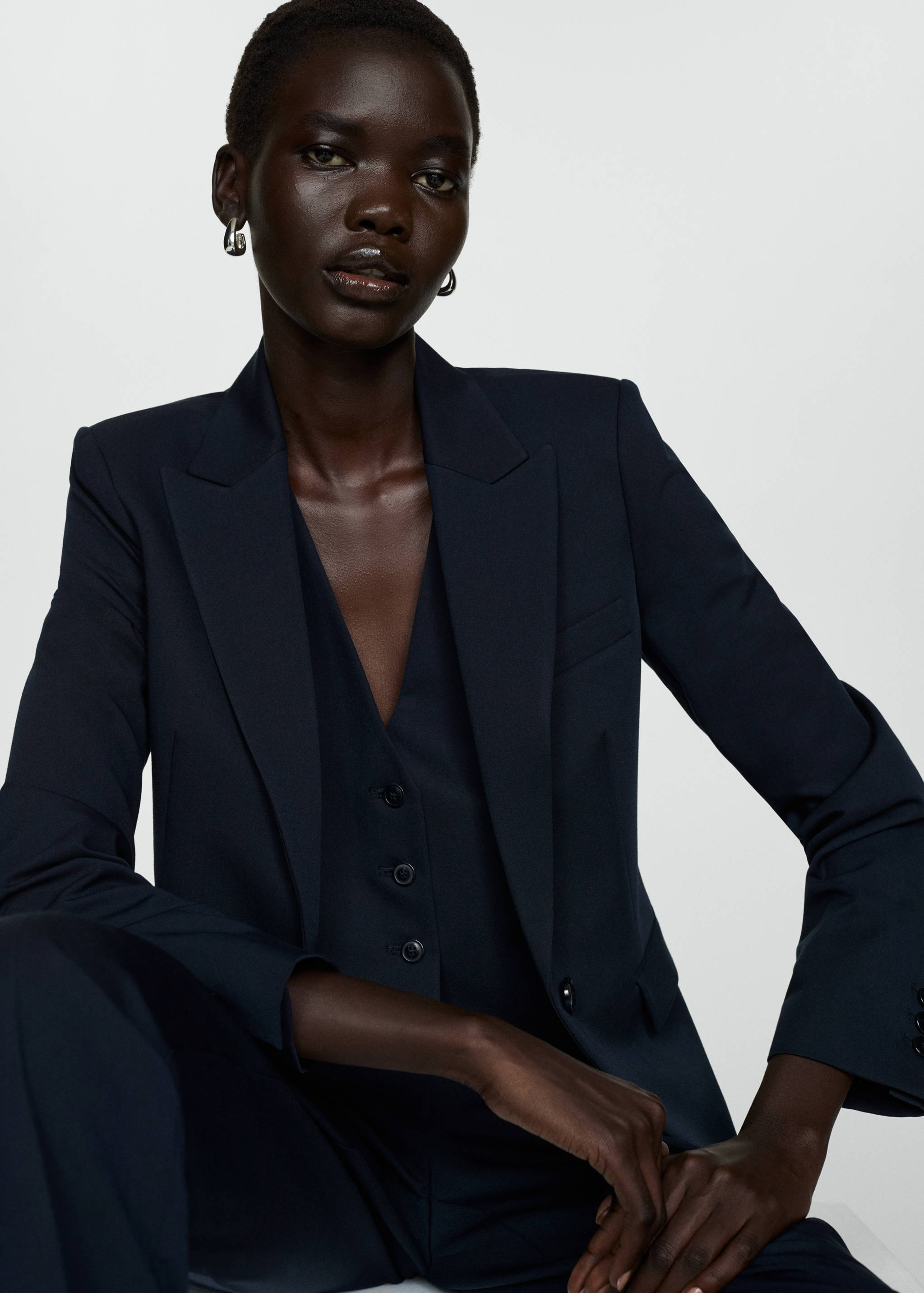 Fitted suit blazer - Medium plane