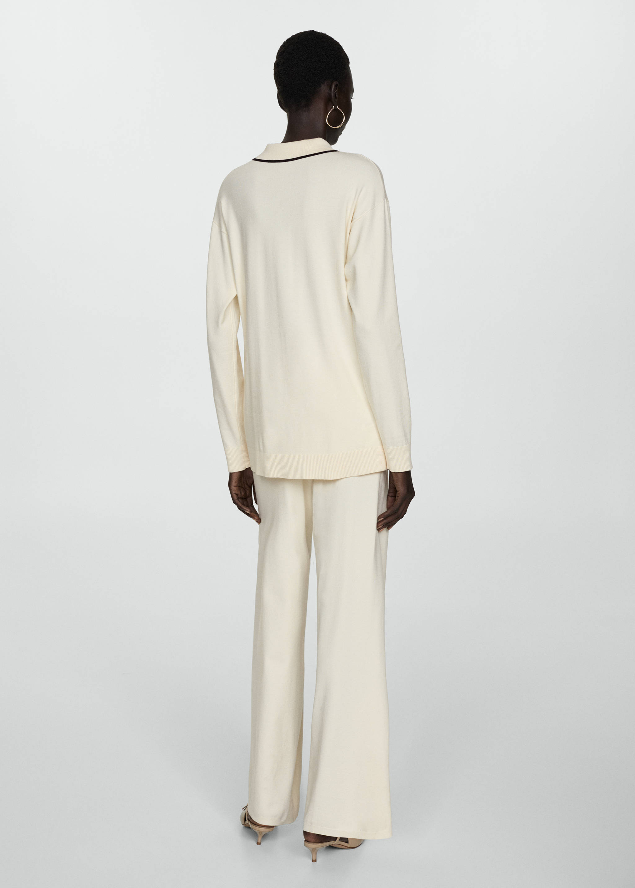 Oversized cardigan with contrasting trims - Reverse of the article