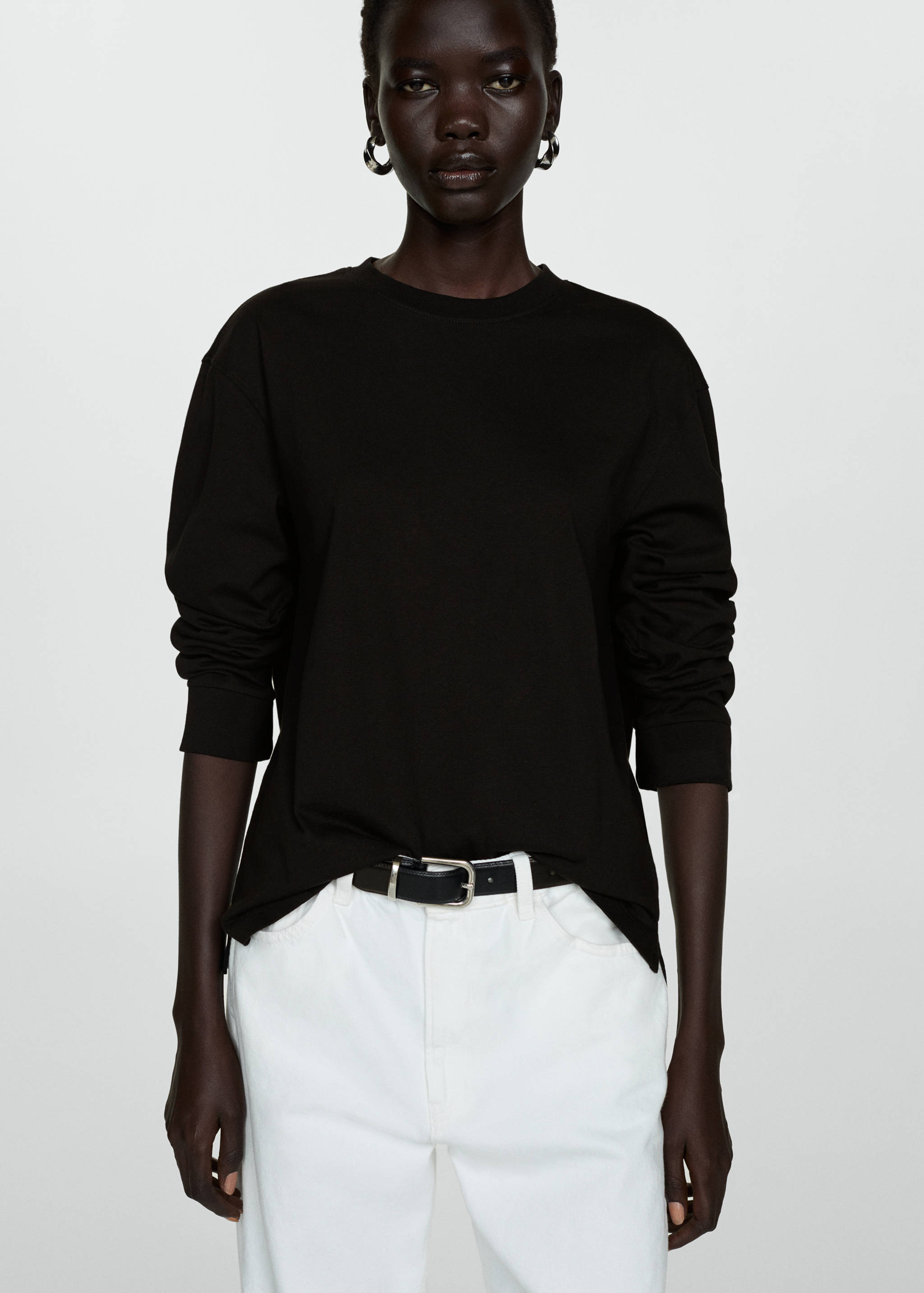 T-shirt coton manches longues - Plan moyen