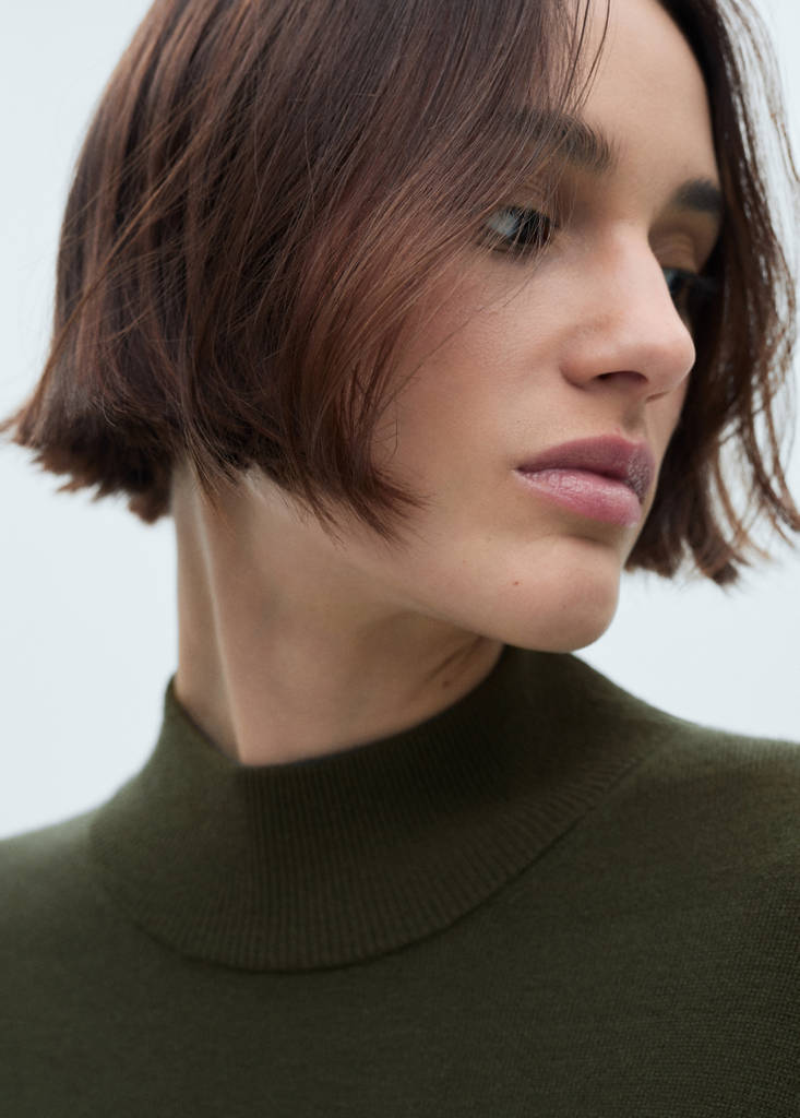 Round-neck knitted dress — Khaki