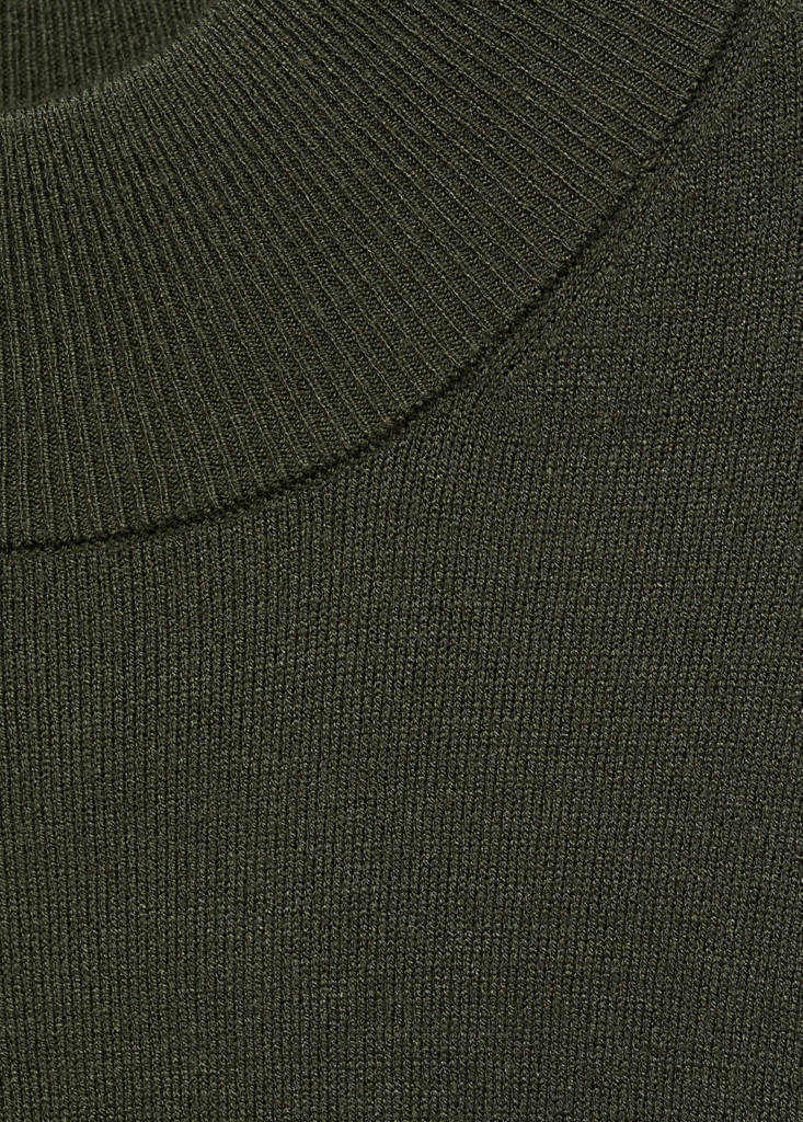 Round-neck knitted dress — Khaki