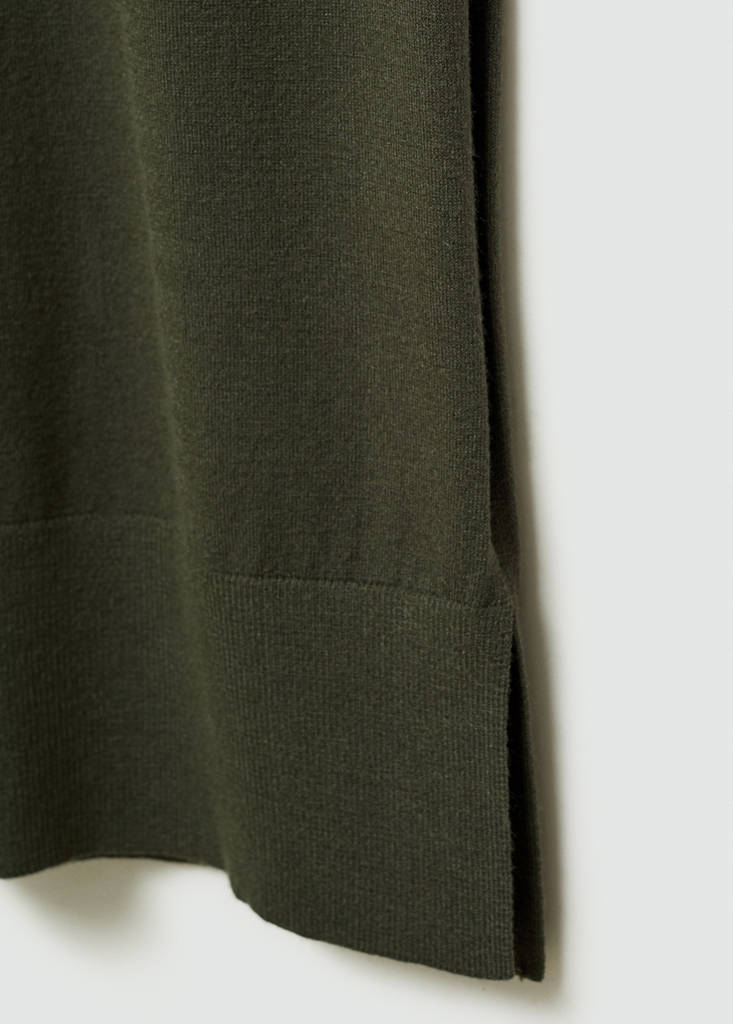 Round-neck knitted dress — Khaki
