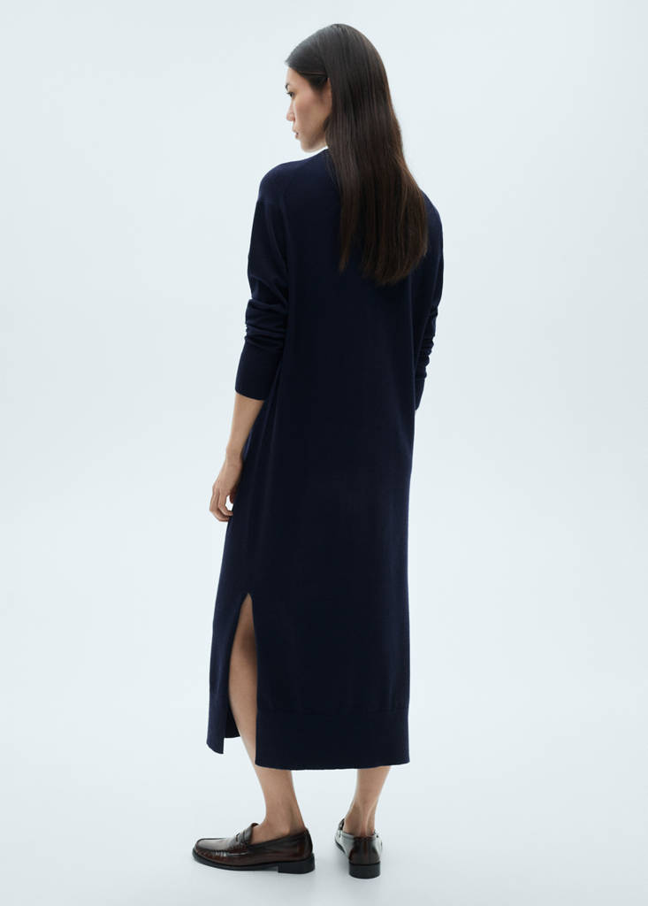 Round-neck knitted dress — Dark Navy