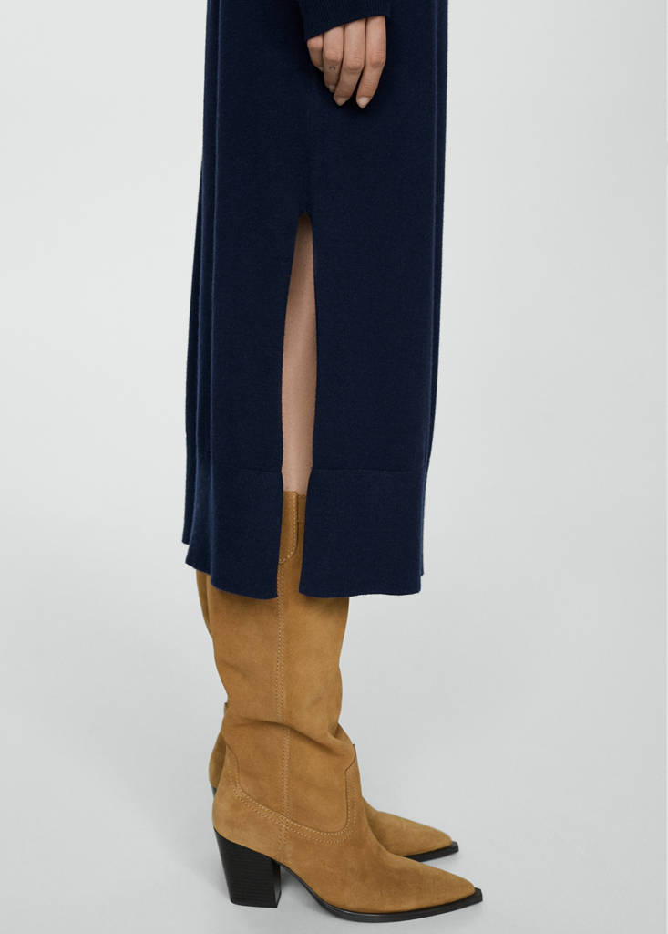 Round-neck knitted dress — Dark Navy