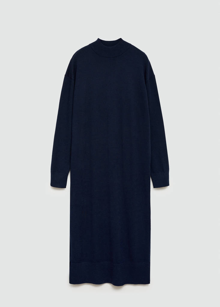 Round-neck knitted dress — Dark Navy