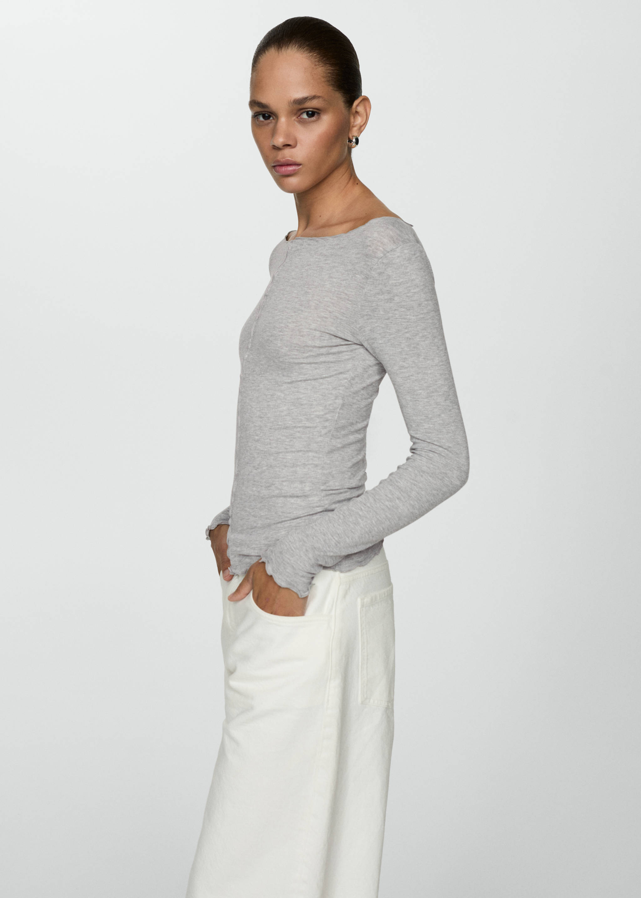 Ribbed long-sleeved t-shirt - Medium plane