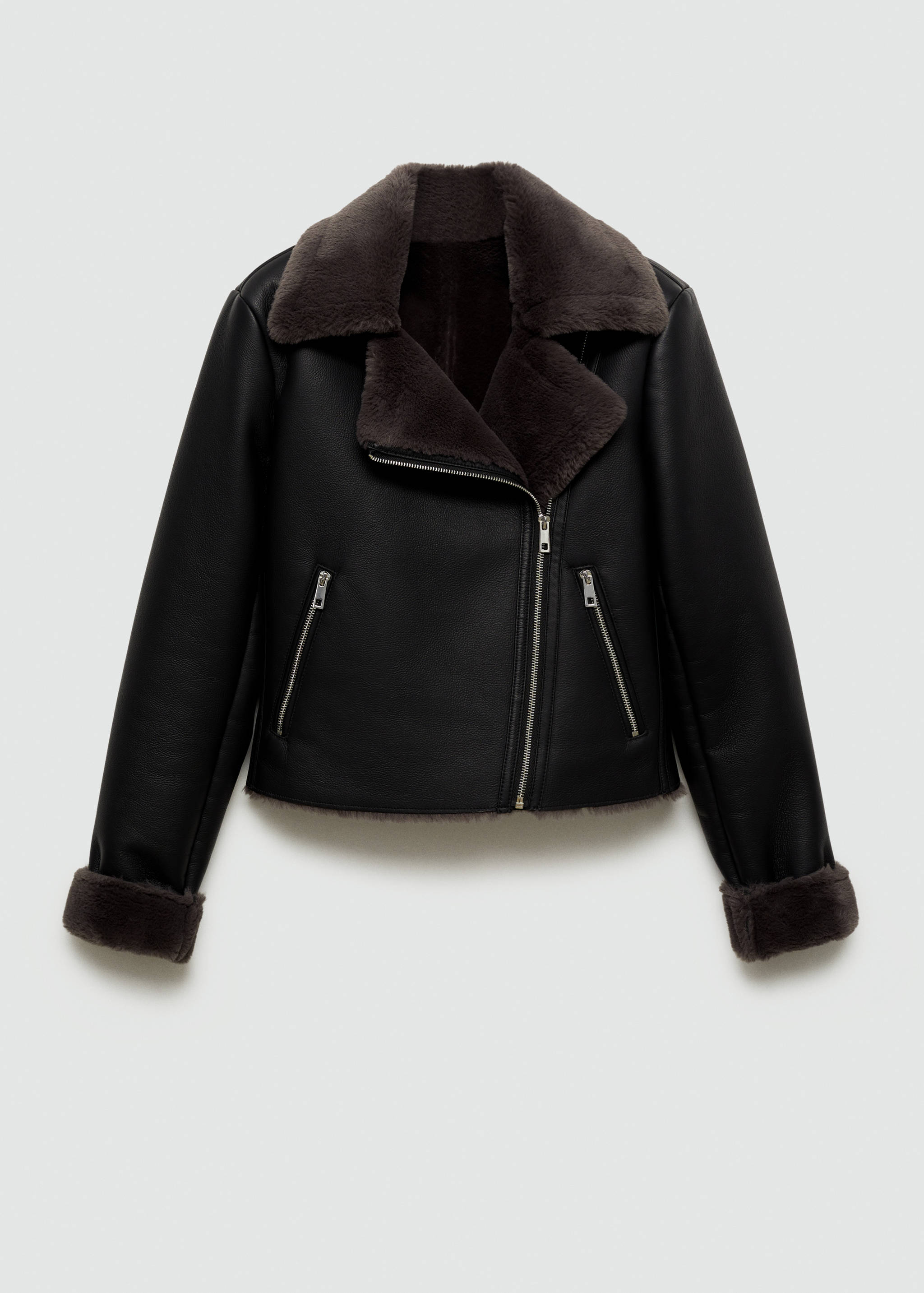 Double-faced faux-leather jacket - Article without model