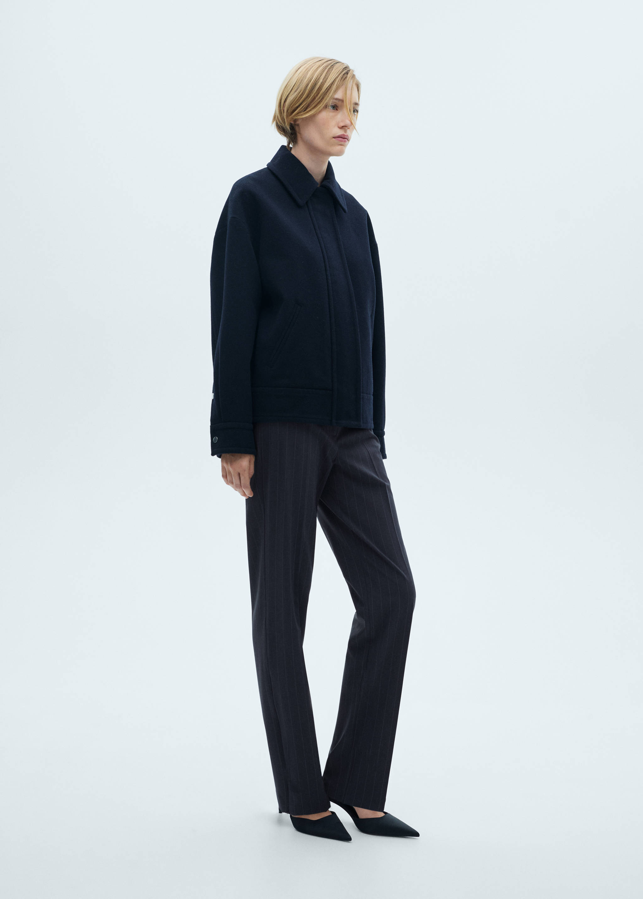 细条纹直筒裤 - null