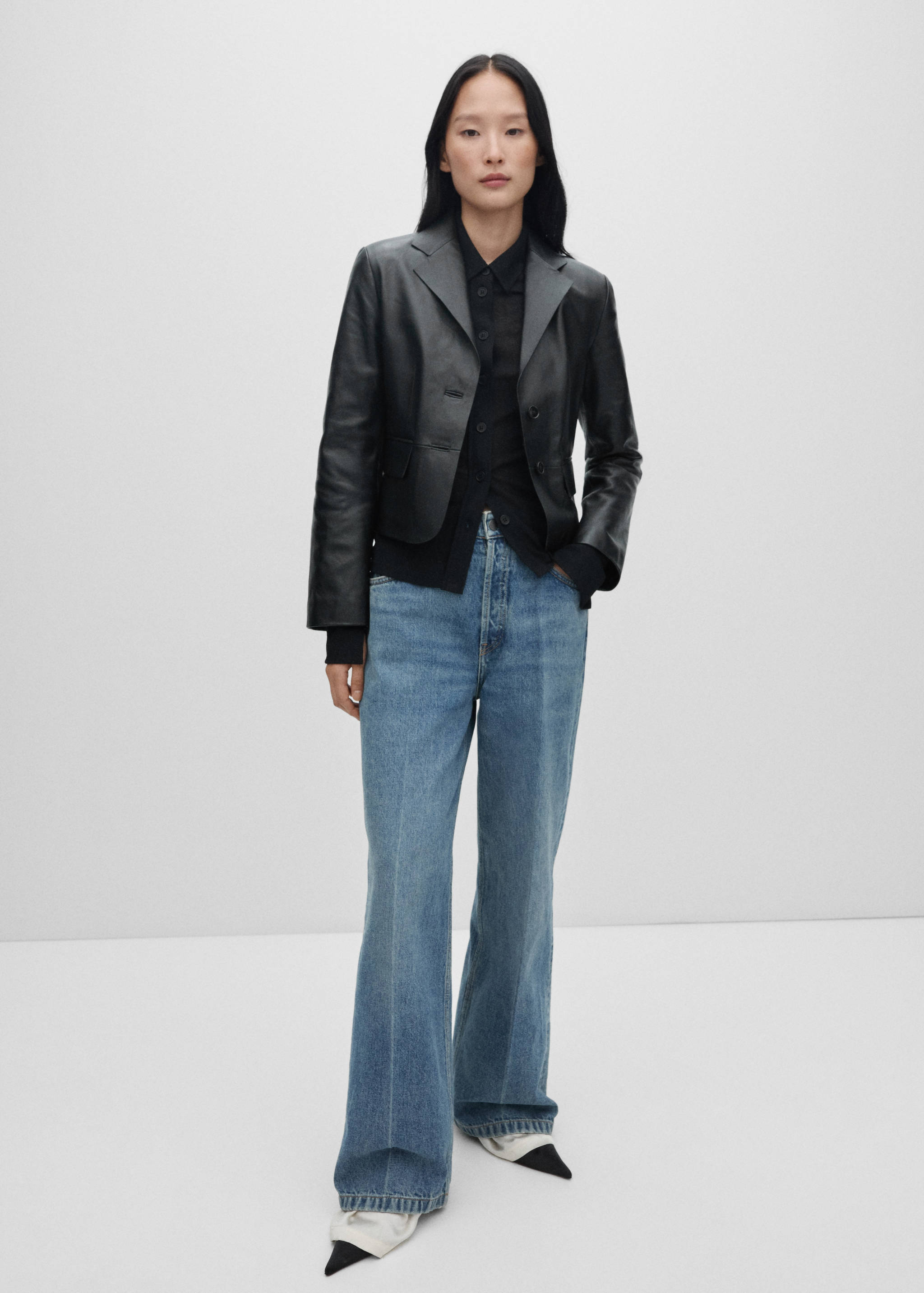 Cropped leather jacket - General plane