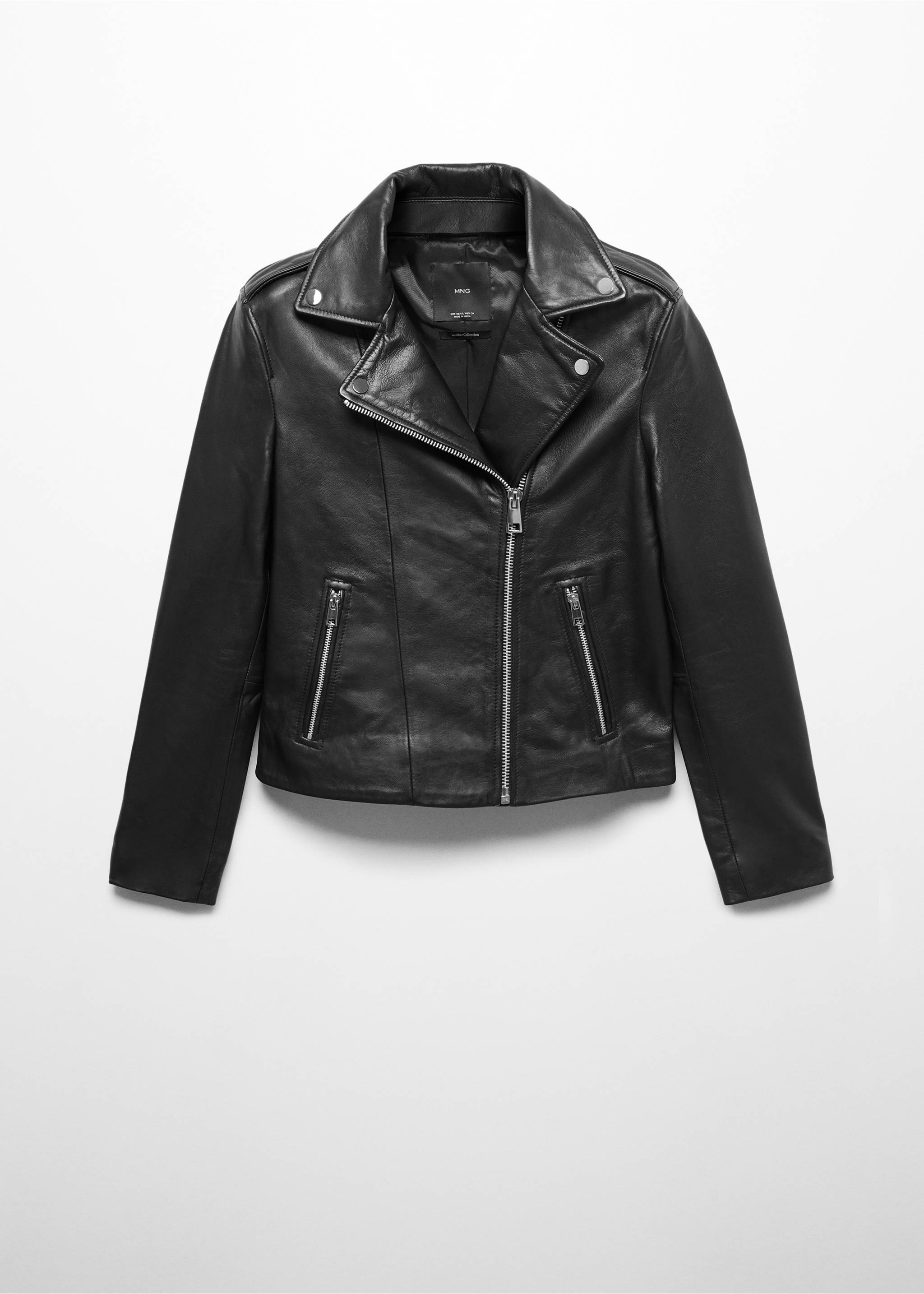 Cazadora biker piel - Artículo sin modelo, Negro. Ref: 77045659-00.