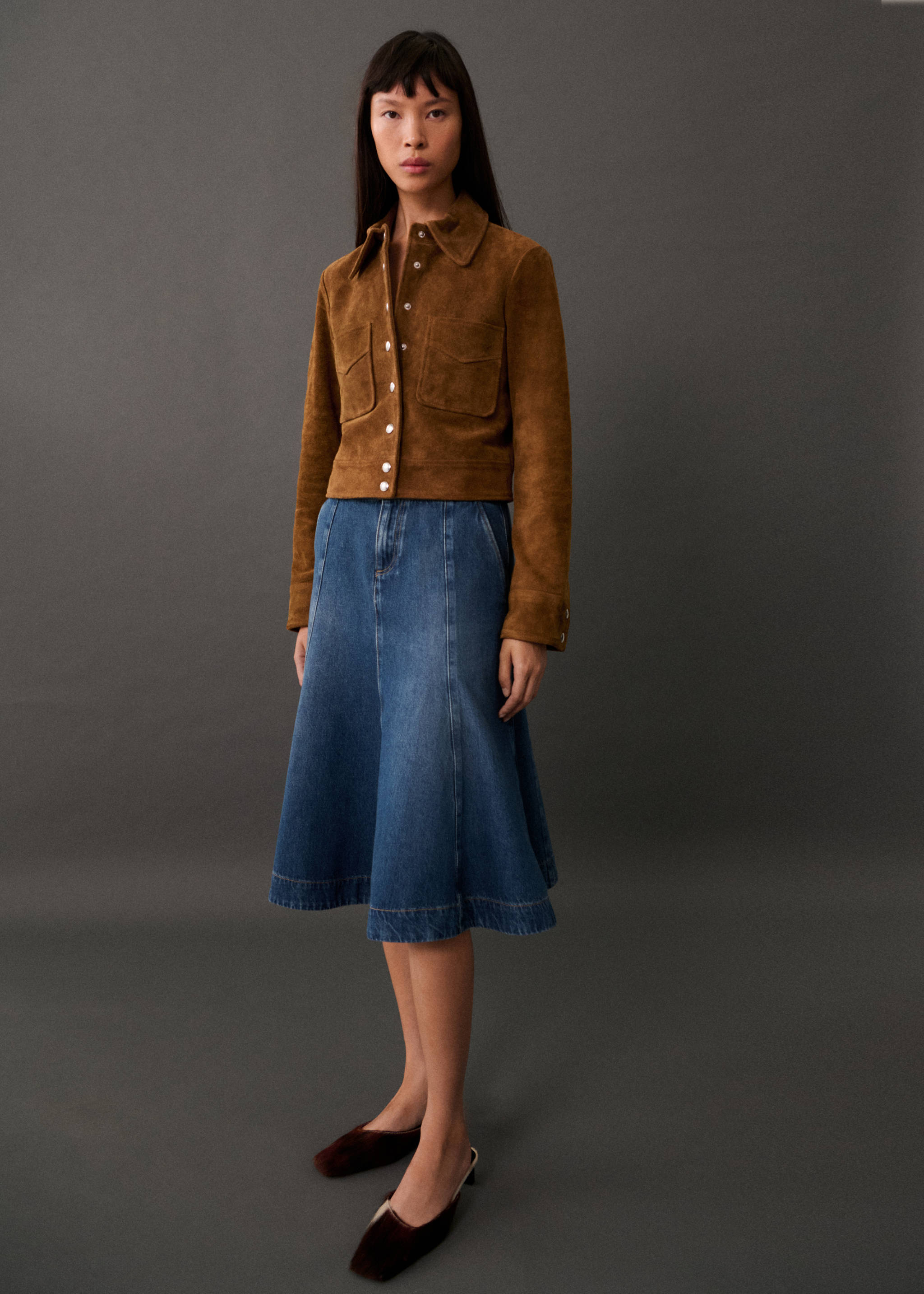 Cazadora piel botones - Plano general