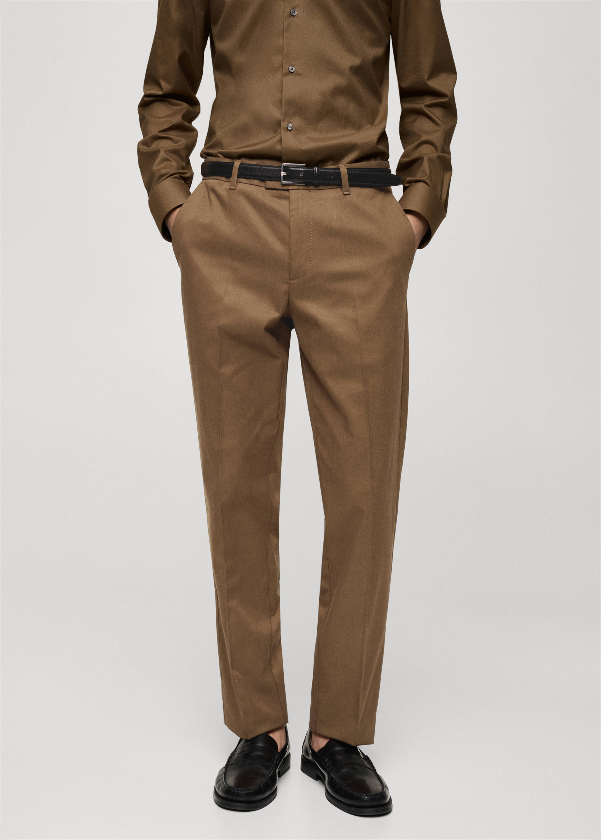 Regular-fit cotton trousers - Medium plane