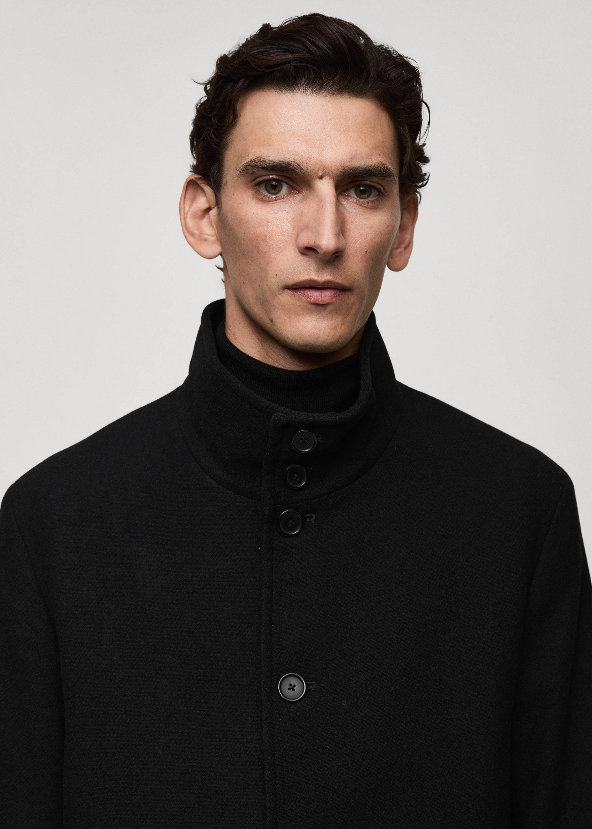 羊毛漏斗领大衣 - null