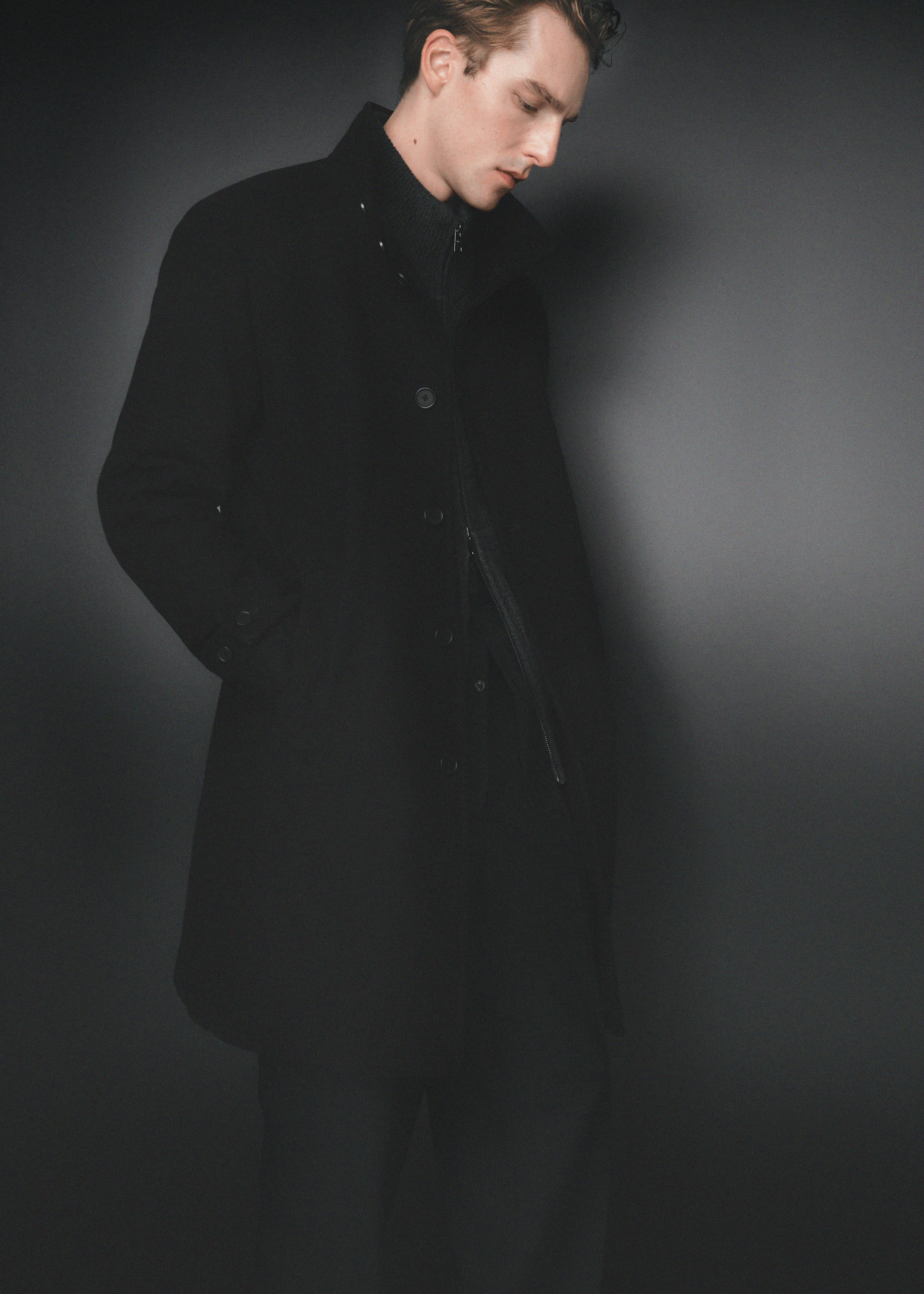 羊毛漏斗领大衣 - null