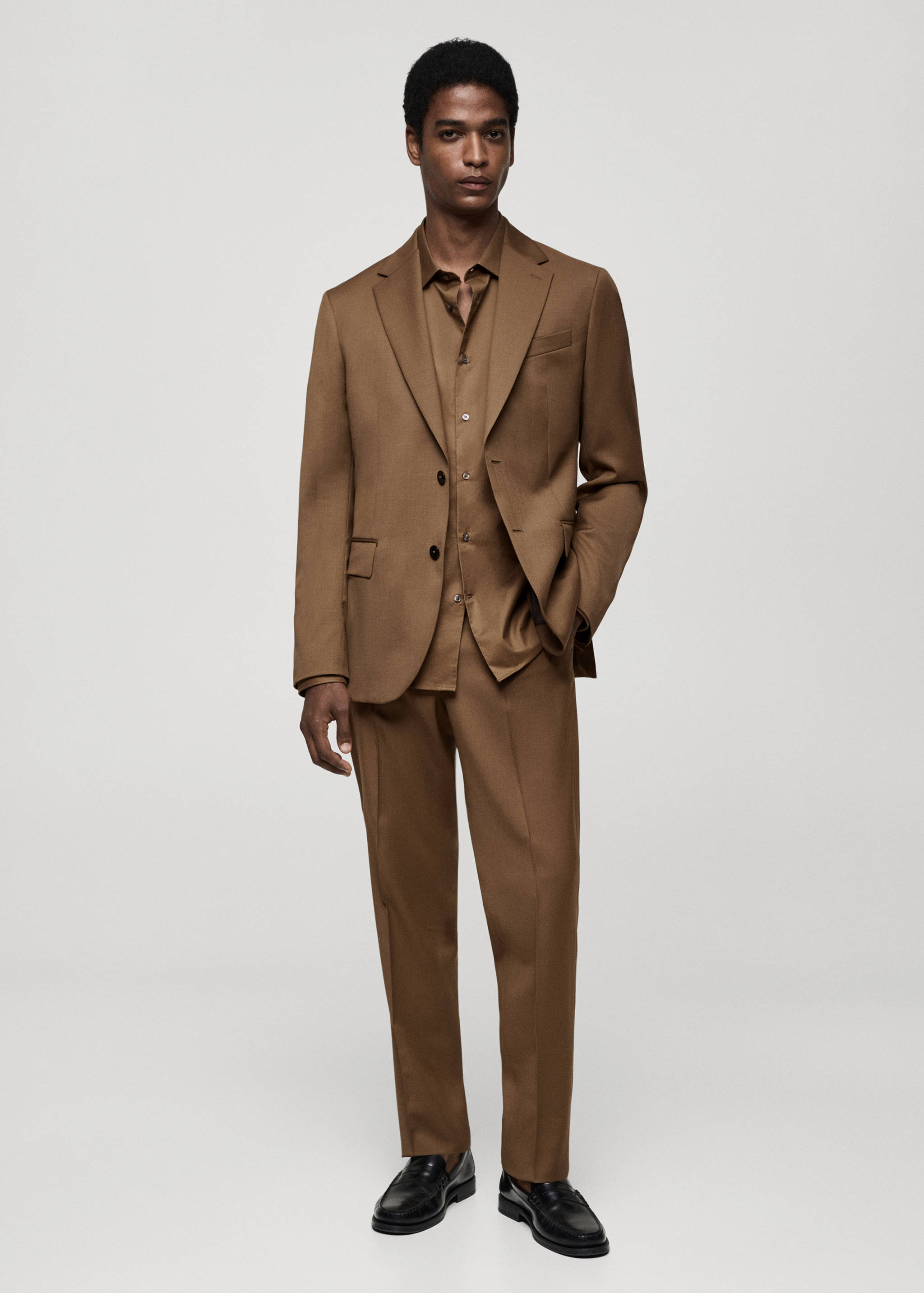 100% virgin wool slim-fit suit trousers - General plane