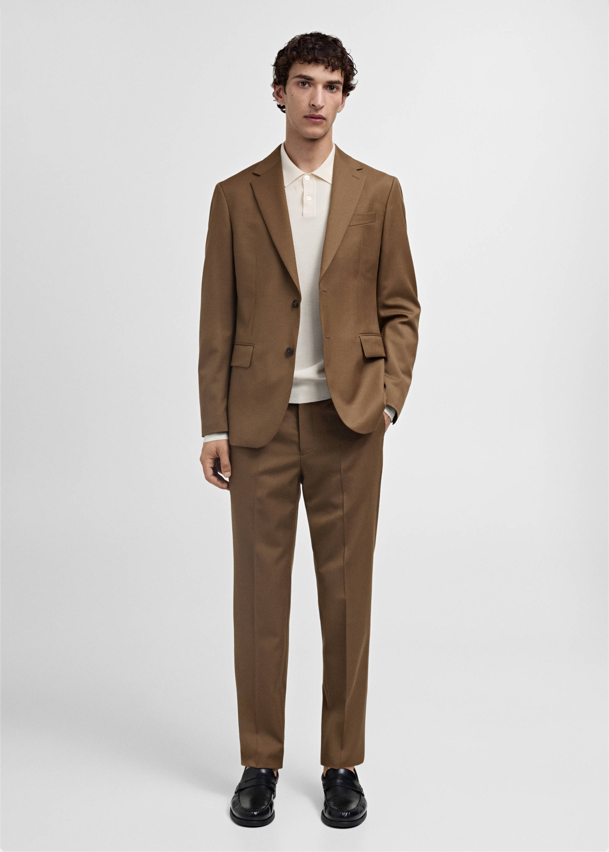 100% 纯羊毛修身西装裤 - null