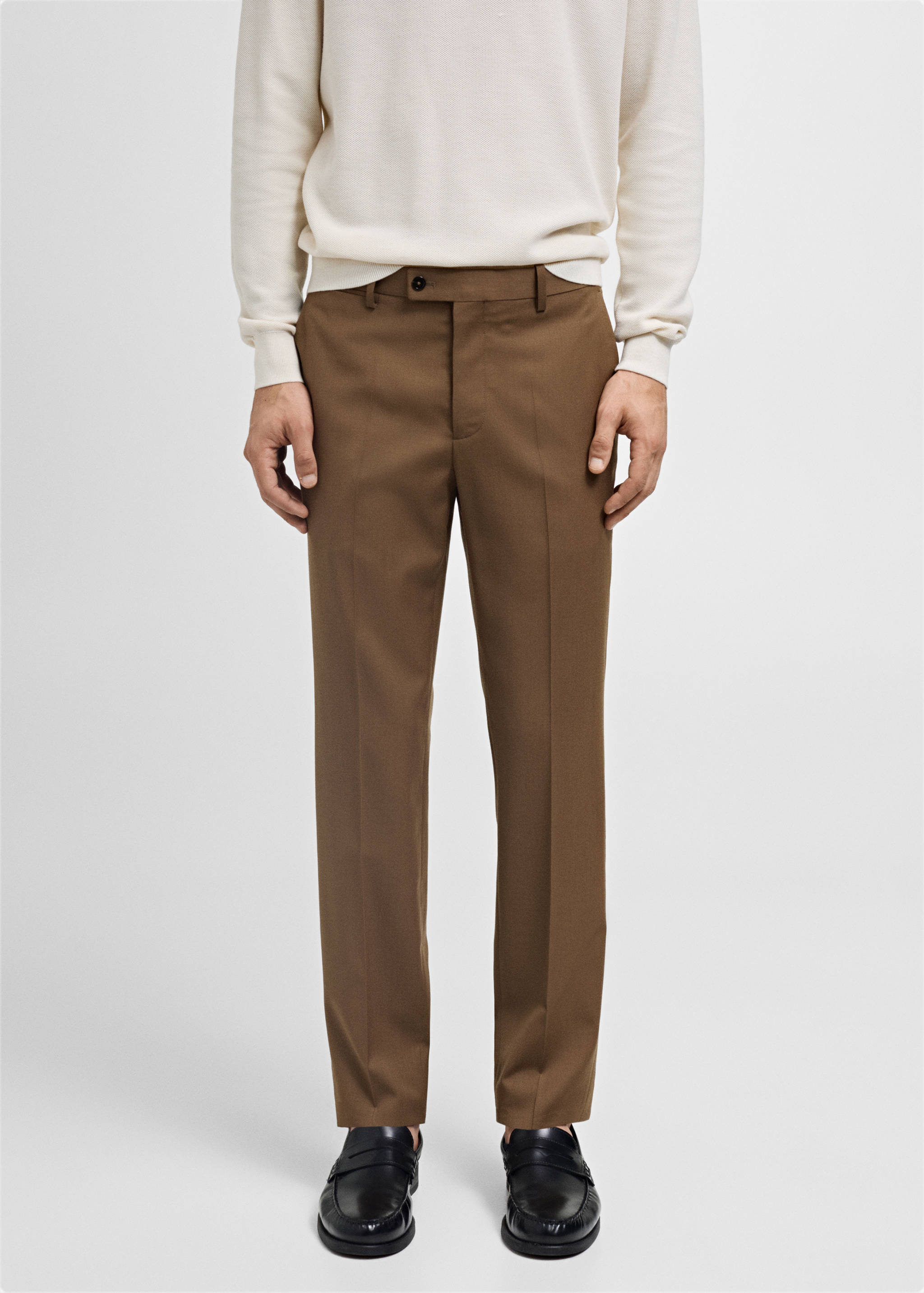 100% 纯羊毛修身西装裤 - null