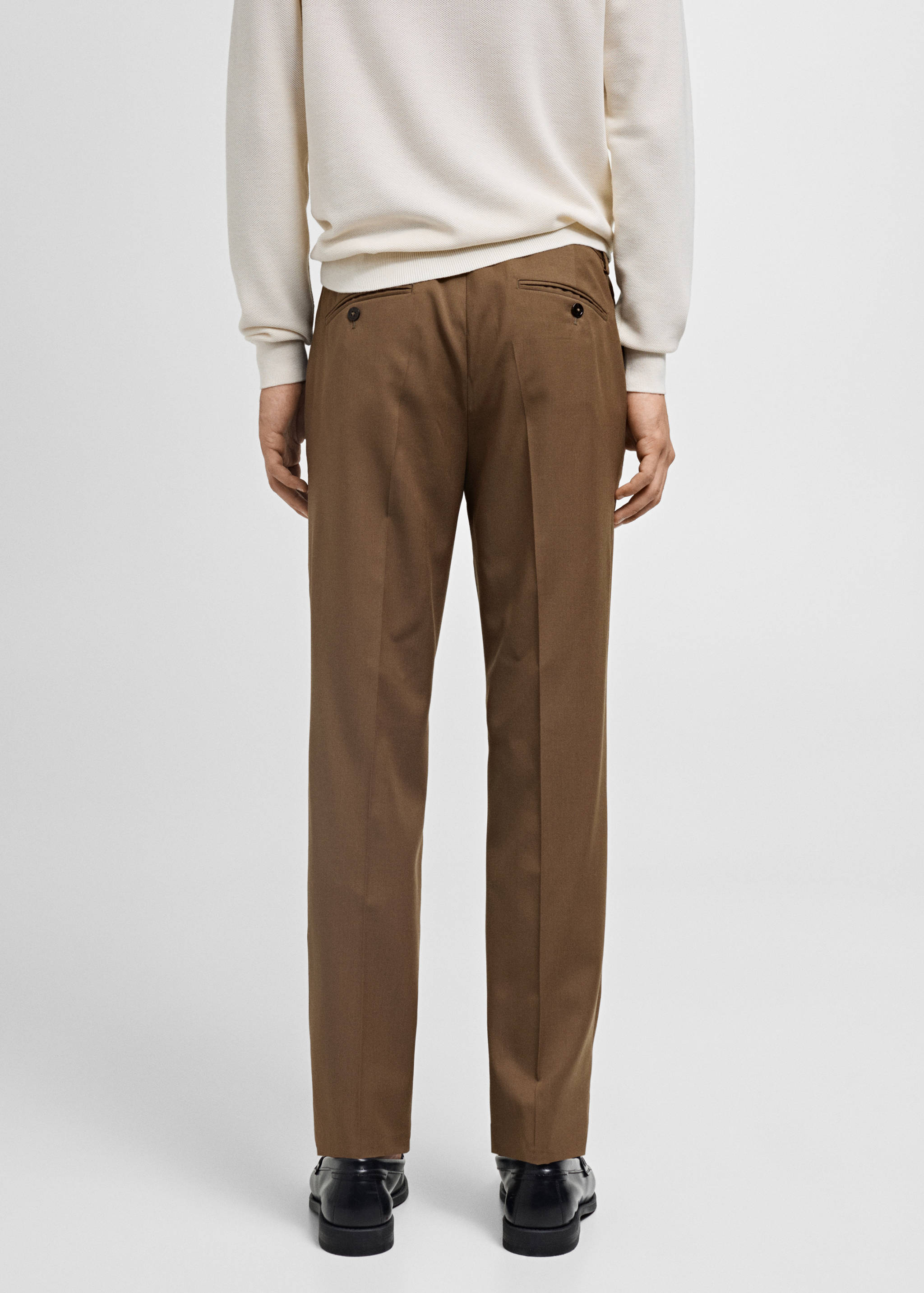 100% 纯羊毛修身西装裤 - null