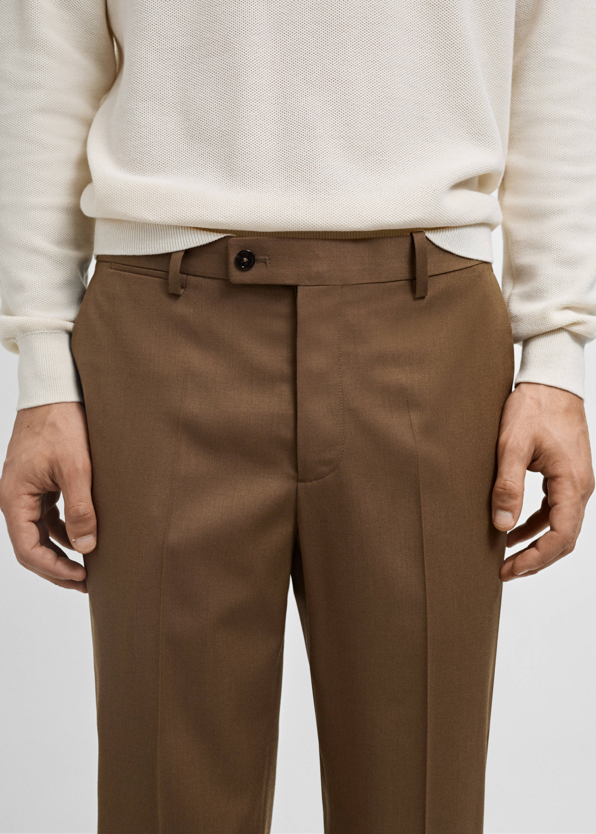 100% 纯羊毛修身西装裤 - null