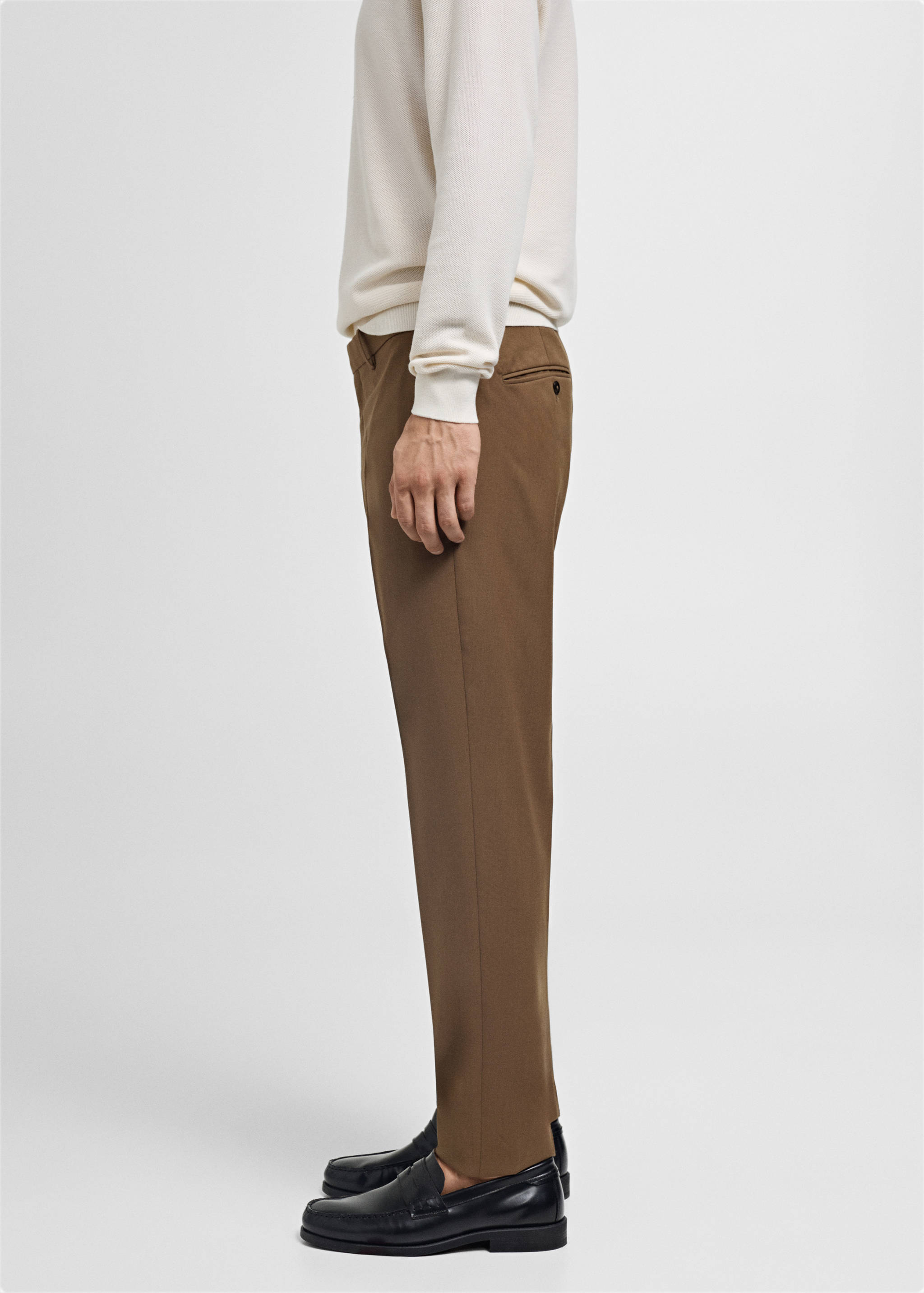 100% 纯羊毛修身西装裤 - null